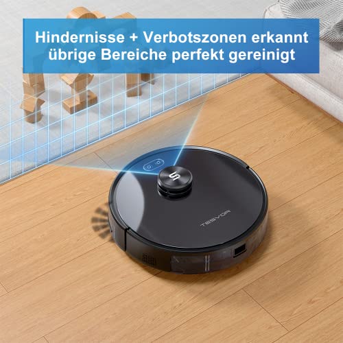 Tesvor Robot aspirateur S6, Super Puissant 2700 PA, autonomie : 120 Min, Anti-allergie, avec Navigation Laser, Application d’élimination des Poils d’Animaux, Commande vocale et Zones d'interdiction - Image 6
