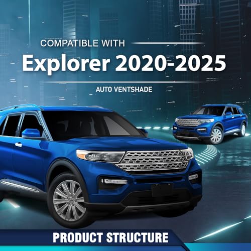 Image of PIT66 in-Channel Ventvisor Window Deflectors and Sun Visors 4 Pcs | Compatible with Ford Explorer 2020 2021 2022 2023 2024 2025 Interior Sun Visor Smoke
