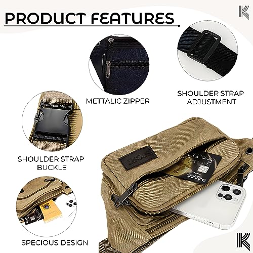 Image of Kraptick Premium Unisex Waist Bag for Men and Women - Stylish Fanny Pack, Hip Bag, Travel Money Belt (Canvas Black)