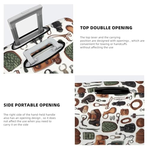 Luggage Cover Protector - Horse Riding Equipment Print Suitcase Covers for Luggage Fit 25-28 Inch Suitcase4