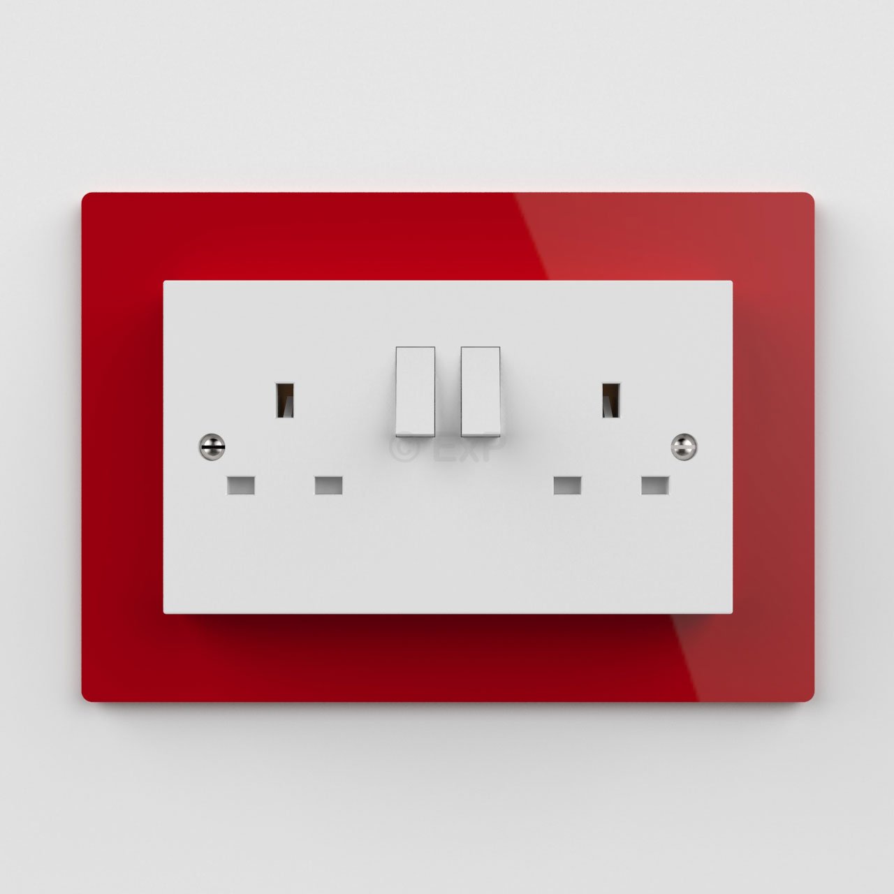 Expression Products Double Light Switch or Plug Socket Back Plate Finger Surround Panel Red (8 ColoursAvailable) - Free Trolley Token Material Sample Included per Shipment