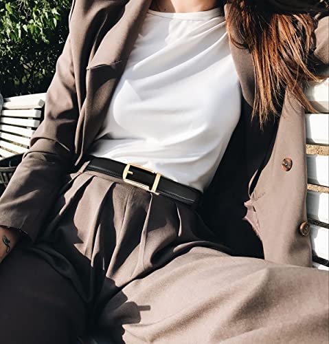 CR Belt for Women - Black Belt with Gold Buckle Women - 1.25" Adjustable Ladies Ratchet Belts3