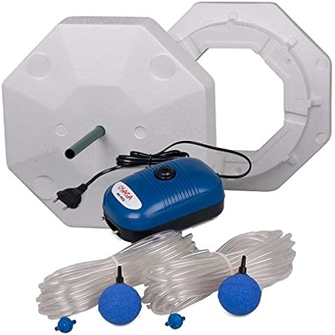 OSAGA Teich Eisfreihalter Set 4 inkl. regelbarer Luftpumpe und Zubehör, für einen eisfreien Gartenteich, Anti Ice Winter Cover