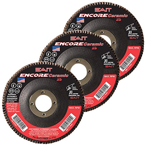 United Abrasives SAIT Encore Ceramic Grain Type 29 Flap Discs 4-1/2 inch - 40 Grit Qty 5