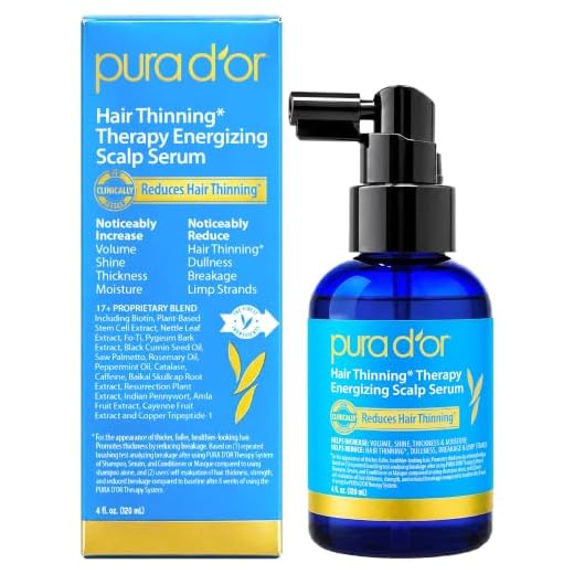 PURA D'OR Scalp Therapy Energizing Scalp Serum Revitalizer (4oz) with Argan Oil, Biotin, Caffeine, Stem Cell, Catalase & DHT Blockers, All Hair Types, Men & Women (Packaging may vary)
