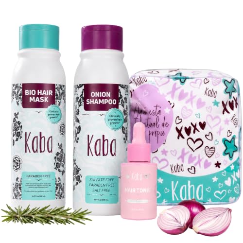 DLuchi Hair Treatment Kit for Growth & Intense Care Set of 3 - Complete Hair Care Set with Bag Includes Red Onion Shampoo & Hair Tonic.