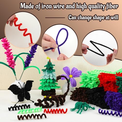 Image of Mnuizu 200pcs Pipe Cleaners, Pipe Cleaners Chenille Stems for Craft | Fuzzy Sticks Pipe Cleaners Craft Supplies for DIY Art and Craft Projects, Festival Decoration, Dark Brown