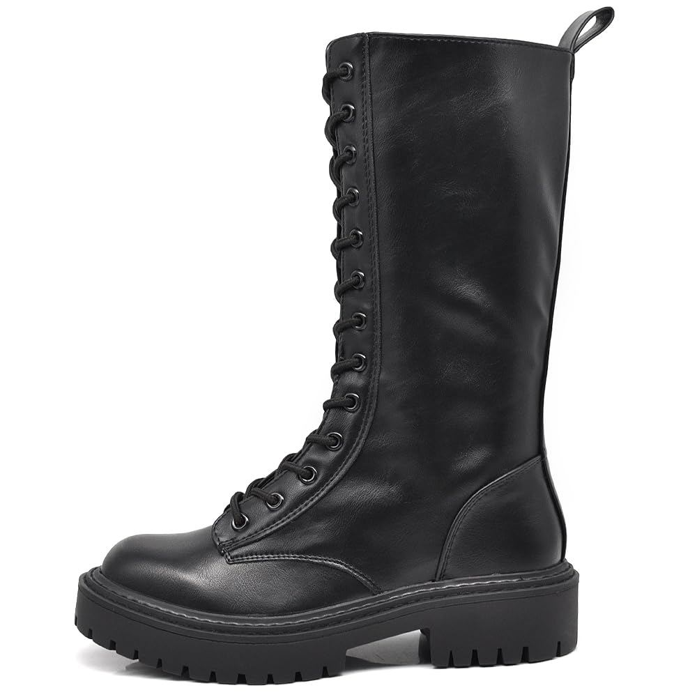 IF Fashion Scarpe Combat Anfibi Militari Stivali Alti da Donna Platform G691