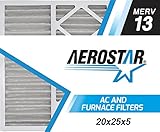 Aerostar 20x25x5 Air Filter MERV 13 (For Allergies, Dust, Lint, Mold, Pet Dander, Smoke, Smog & Bacteria) - Electrostatic MPR 1500 - 1900 & FPR 10 - Pleated HVAC AC Furnace Air Filters - Pack of 2