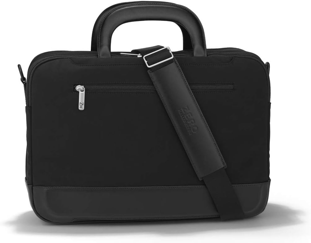 ZERO Halliburton The Journal Nylon Lightweight Briefcase (Black, Expandable Briefcase)