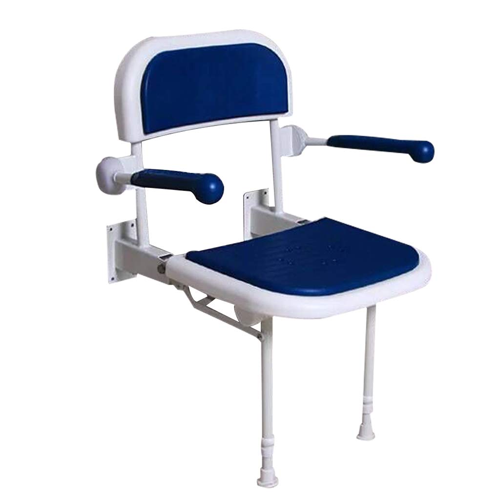 Casa Bañera Ducha Elevador Silla Montaje en Pared Plegable Mujer Embarazada Asiento de banqueta de baño con Respaldo Asa de Seguridad Ayuda de Seguridad para el baño para Ancianos, discapacitados