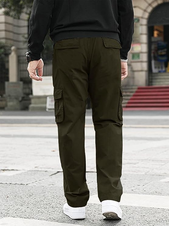 Image of GRECIILOOKS Men's Cargo Pants | 6 Pocket Cotton Cargo Joggers for Men | Loose Fit Stylish Pant with Pockets | Casual Baggy Trousers & Streetwear Lower