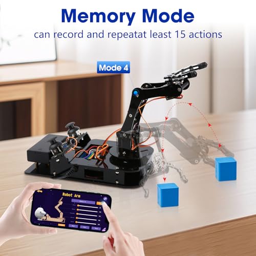 Image of 4DOF Robotic Arm Kit for Kids Compatible with Arduino IDE, Programming ESP32 Smart Robot Arm Building Kit STEM Educational Desktop Toy with Joystick and Web App Control for Children Ages 8+ and Adults
