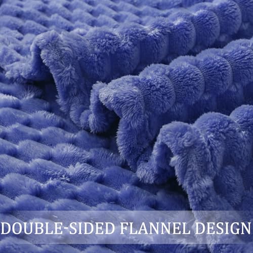 Image of Exclusivo Mezcla Fleece Throw Blanket for Couch, Extra Large Fuzzy Cobalt Blue Bed Blankets, Soft Cozy Plush Sofa Throws for All Seasons, 50x70 Inches