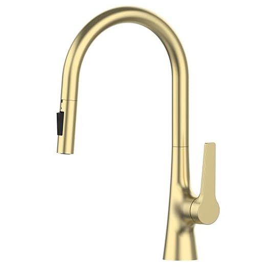 Kitchen Deck Mounted Pull Out Mixer Tap Grey Brass Two Function Single Lever Hot & Cold Tap, Brushed Gold, China