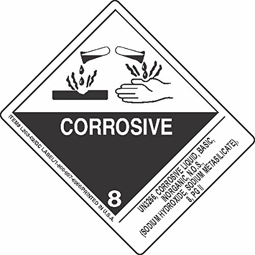 GC Labels-L303P3343, UN3266, Corrosive Liquid, Basic, Inorganic, N.O.S., (Sodium Hydroxide, Sodium Metasilicate), 8, PG II, Roll of 500 Labels
