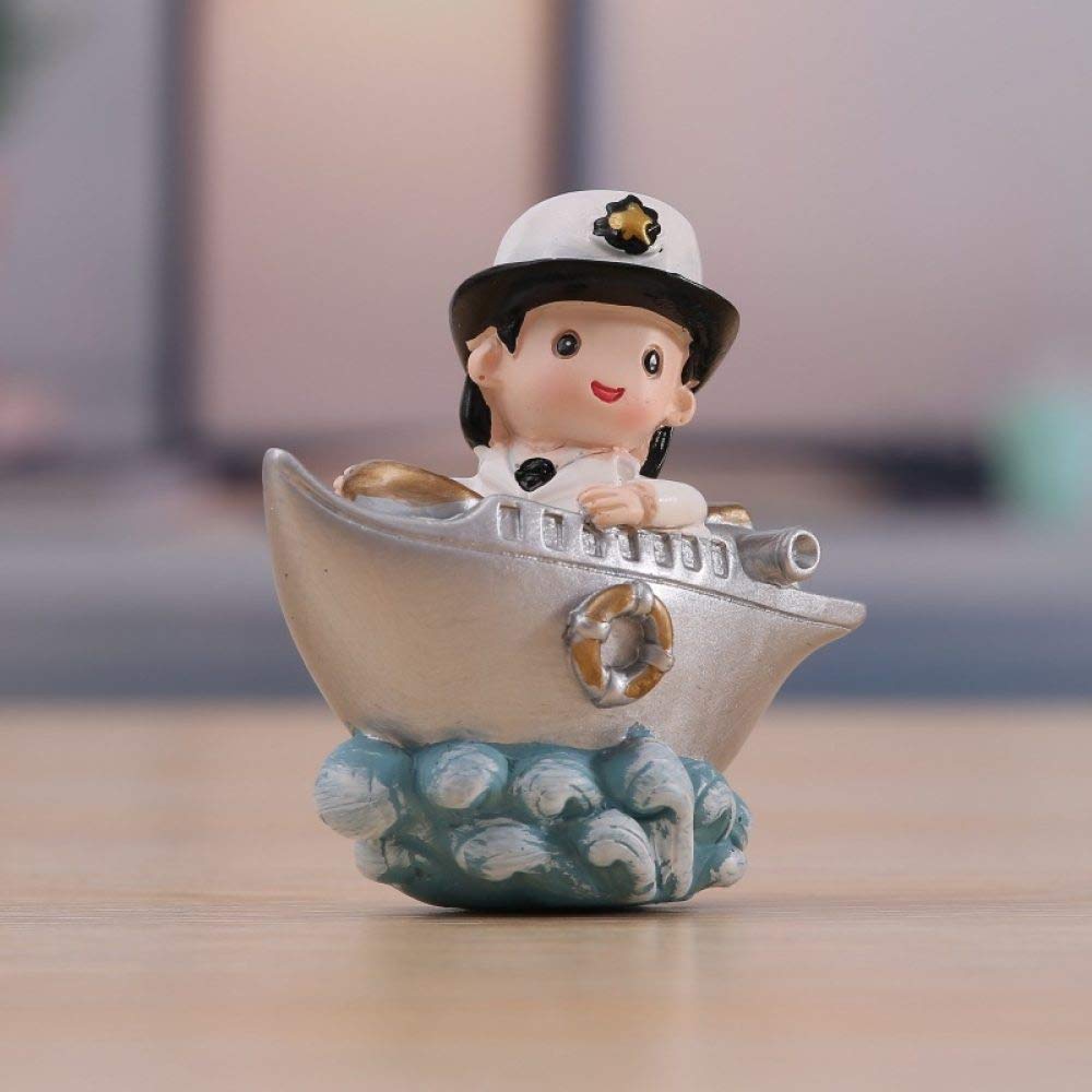 Artisanat d'art en résine navire de guerre fille pour collection