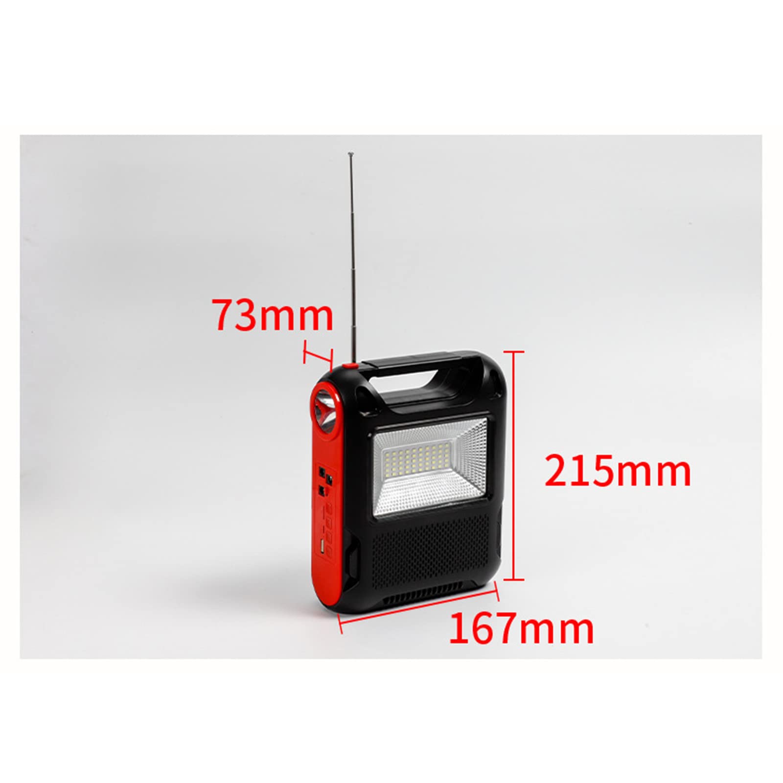 Radio Solaire Haut Parleur Bluetooth - Portable Camping, Connexion Ampoule 5W, USB/TF Lecteur, Lampe Poche Rechargeable Batterie 3600 mAh,1 Bulb