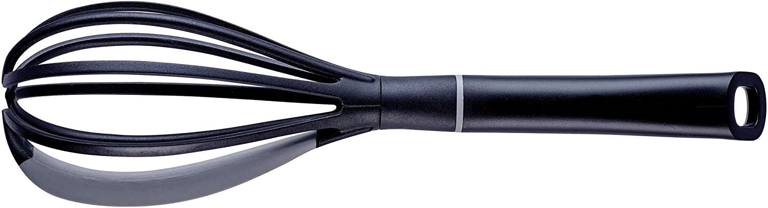 Balloon Whisk - Hand Held Plastic Whisk 2-in-1 with Non Scratch Silicone Whisk Edges Heat Resistant Kitchen Utensils to Protect Non Stick Cookware 37cm