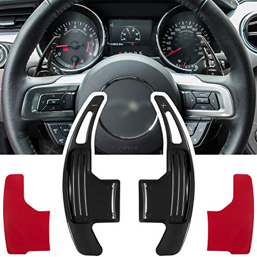 Image of Steering Wheel Shift Paddle Extended Shifter Trim Cover for Ford Mustang 2015 2016 2017 2018 2019 2020 2021 2022 2023 Interior Decoration Accessories Aluminum Alloy (Black 2PCS)