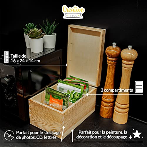 Boite rangement bois Creative Deco pour 3 compartiments de CD et DVD - 5