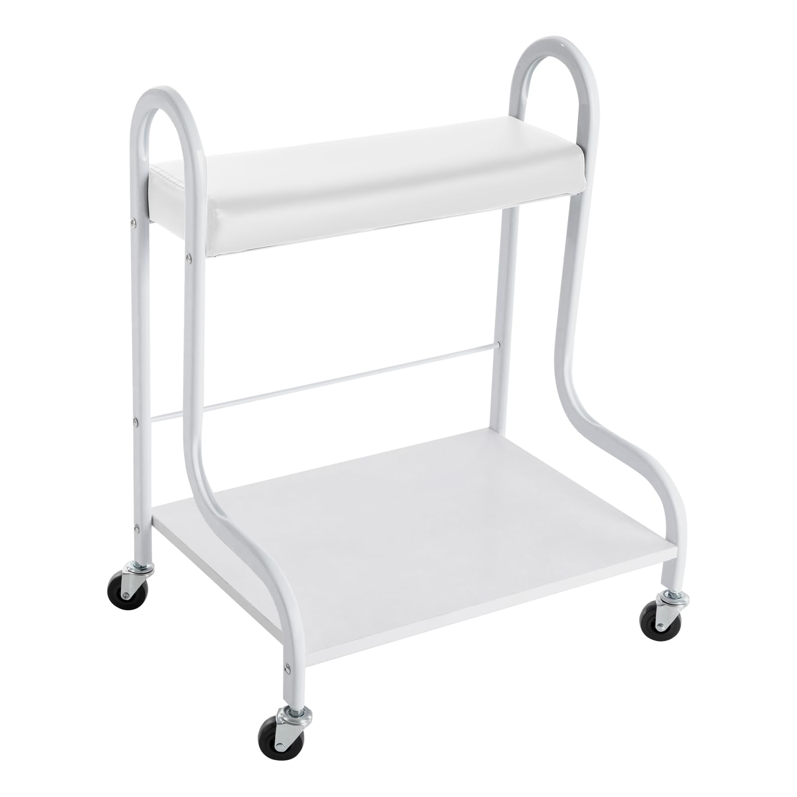 Pedicure Foot Rest Stand, Foot Bath Trolley Cart for Nail Salon Pedicure Manicure Beauty SPA, Foot Massage Footrest with wheels, Sturdy Pedicure Stool Leg Support Foot Chair Trolley (White)