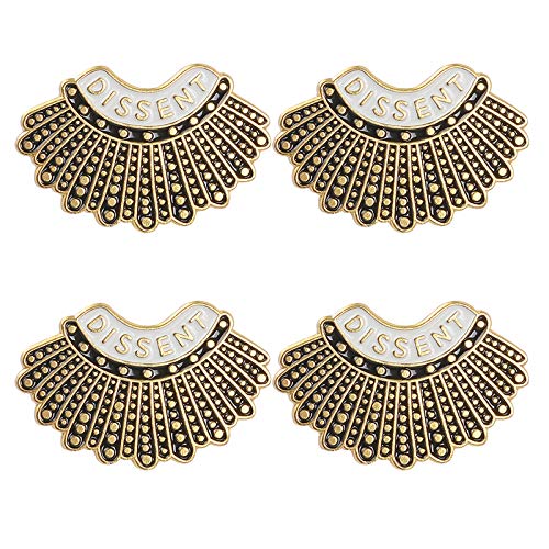Feminism DISSENT Enamel Pin Ruth Bader Ginsburg Female Justice Brooches Steampunk Gold Pleated Skirt Lapel Badge Pins for women (B 4PCS)