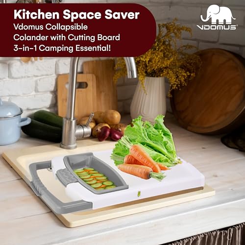 Tabla de Cortar Rectangular Vdomus 40.89 cm x 28.7 cm x 7.62 cm Gris Plástico con Mango Multiusos para Cocina y Camping miniatura 2