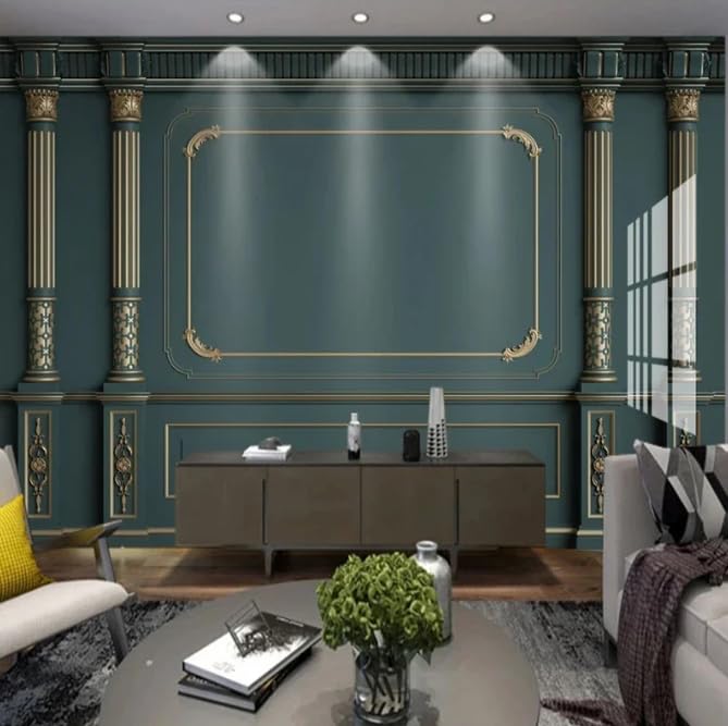 Papier peint panoramique 3D pour sublimer le mur TV du salon au style européen