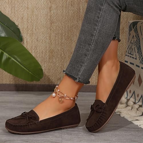 Smocked Round Toe Ballerina Flats Comfortable Slip On Rope Flock Flats Bowknot Tie Decorative Dressy Casual Shoes3