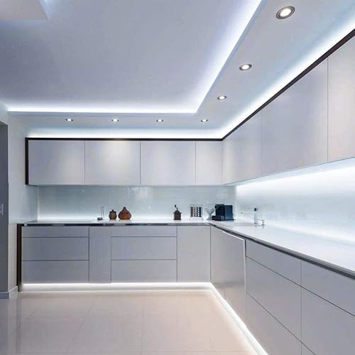 Miniatura 5 de JOYLIT Tira de luz LED blanca de 24 V, 4500 lúmenes, listada por UL, 2835, 300 LED, 16.4 pies, 6000 K, tiras de luz diurna flexibles y regulables,