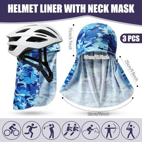 Image of Syhood Helmet Liner with Neck Mask, Cooling Skull Cap Sweat Wicking Cap with Tail Sun Cycling Running Neck Protection Hat