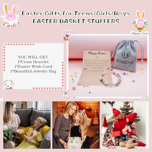 Image of Cross Bracelet Graduation Birthday Gifts for Women Girls, Religious Christian Catholic Bracelet Gift for Goddaughter Daughter Girlfriend, Beaded Charm Bracelet for Mom Grandma Faith Gift