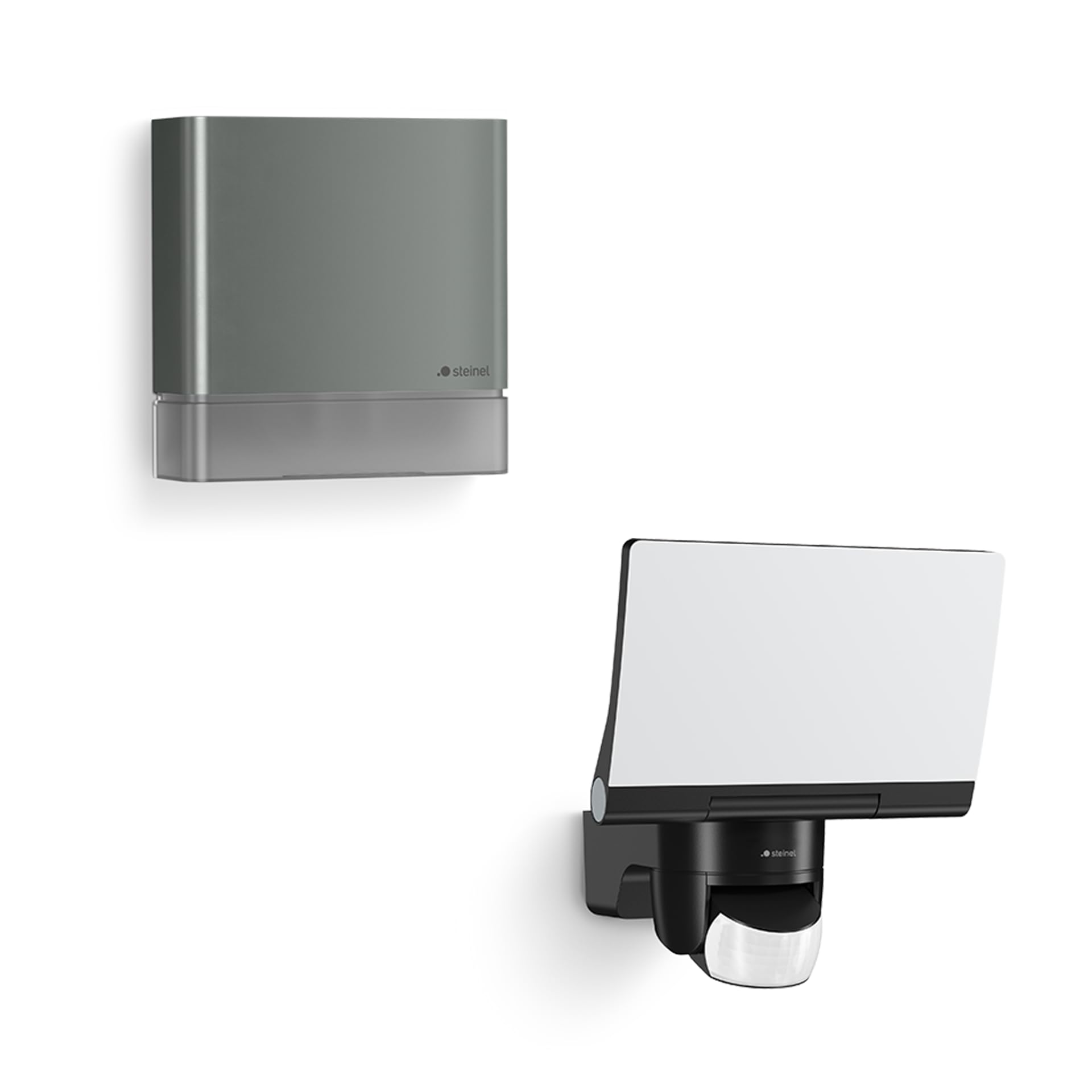 Steinel Bundle Bewegungsmelder is 180 Digi Anthrazit + LED-Strahler XLED Home 2 SC Schwarz, smarte Bluetooth Vernetzung und Steuerung per App