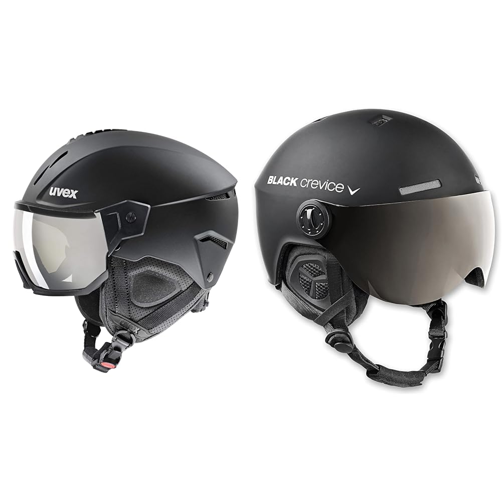 Casque Ski Bluetooth Uvex Instinct Visor - Casque De Ski Pour Homme Et Femme - Avec Visière - Ajustement Individuel De La Taille - Acier - Noir Mat - 60-62 Cm Visiere Casque