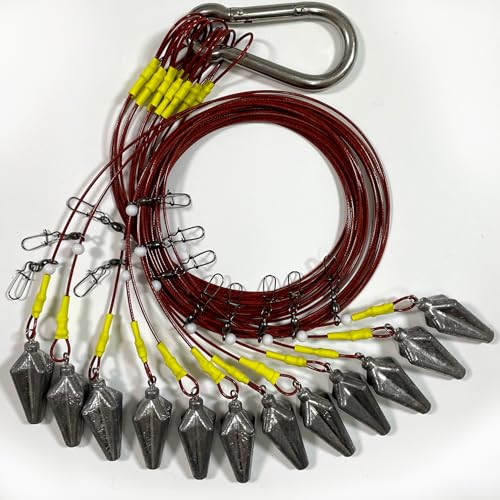 ZLEYECZ Duck Decoy Weights, Texas Rig, Stainless Steel Wirerope, Stainless Swivel and Carabiners, Duck&Waterfowl Hunting Decoys Anchors (L31.5in-5.3oz Weights)