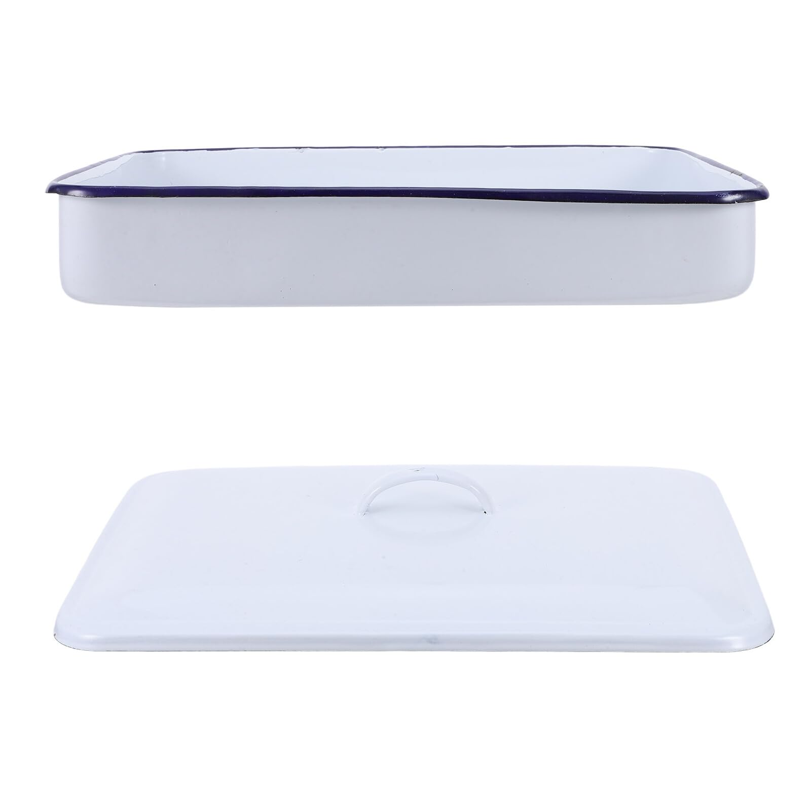 GALPADA Vassoio Rettangolare da Laboratorio in Smalto Bianco 30X20X5 CM con Coperchio Contenitore Multiuso Impilabile per Selezione Campioni e Conservazione Strumenti Medici in