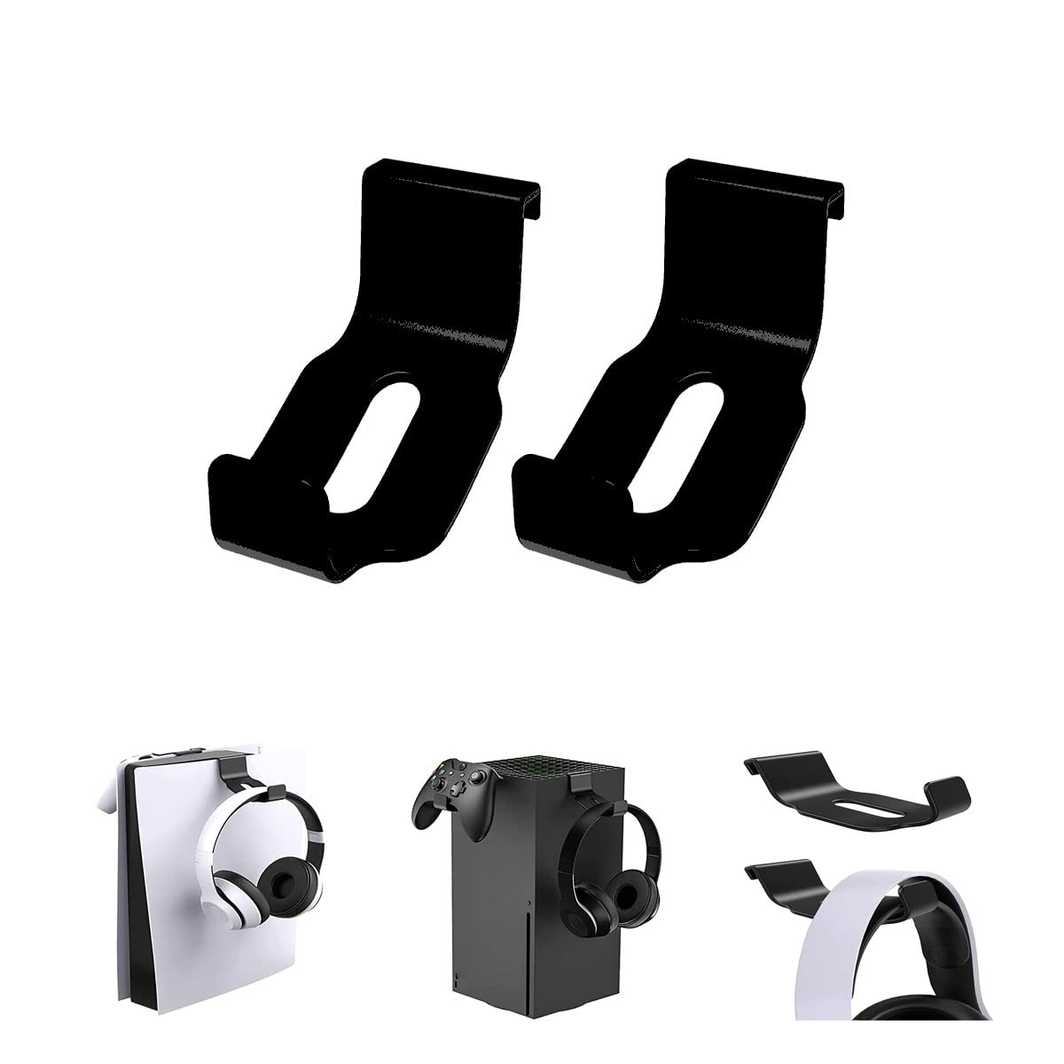 SYOSI 2 Pack Stand for PS5 3D Wireless Headset, Headphone and Controller Stand Hook that Makes Game Accessories Easy to Store, Black