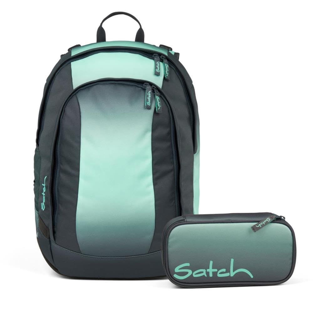 Satch Air Schulrucksack Set 2tlg. inkl. Schlamperbox (Gradient Mint)