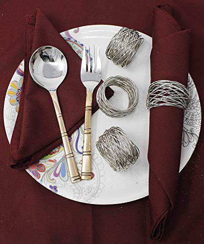 Kaizen Casa Handmade Silver Round Mesh Napkin Rings Holder for Dinning Table Parties Everyday, Set of 12 (Silver, 12) - Cosy Home Interiors Kaizen Casa Handmade Silver Round Mesh Napkin Rings Holder for Dinning Table Parties Everyday, Set of 12 (Silver, 12) - Image 5
