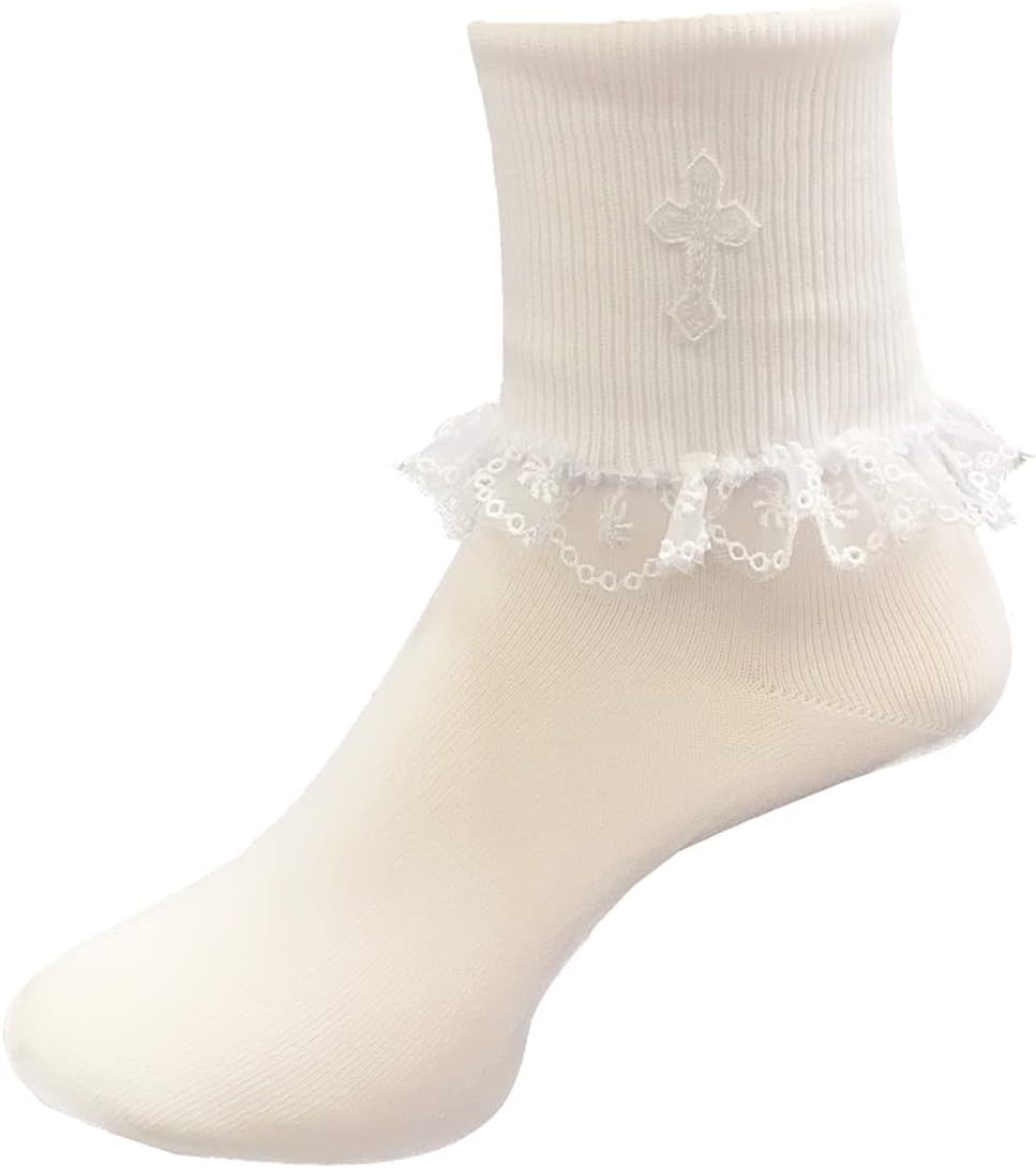 Lace Baptism Socks - Baby Girl Baptism Socks - Infant White Christening - Accesorios de Bautizo para Niña