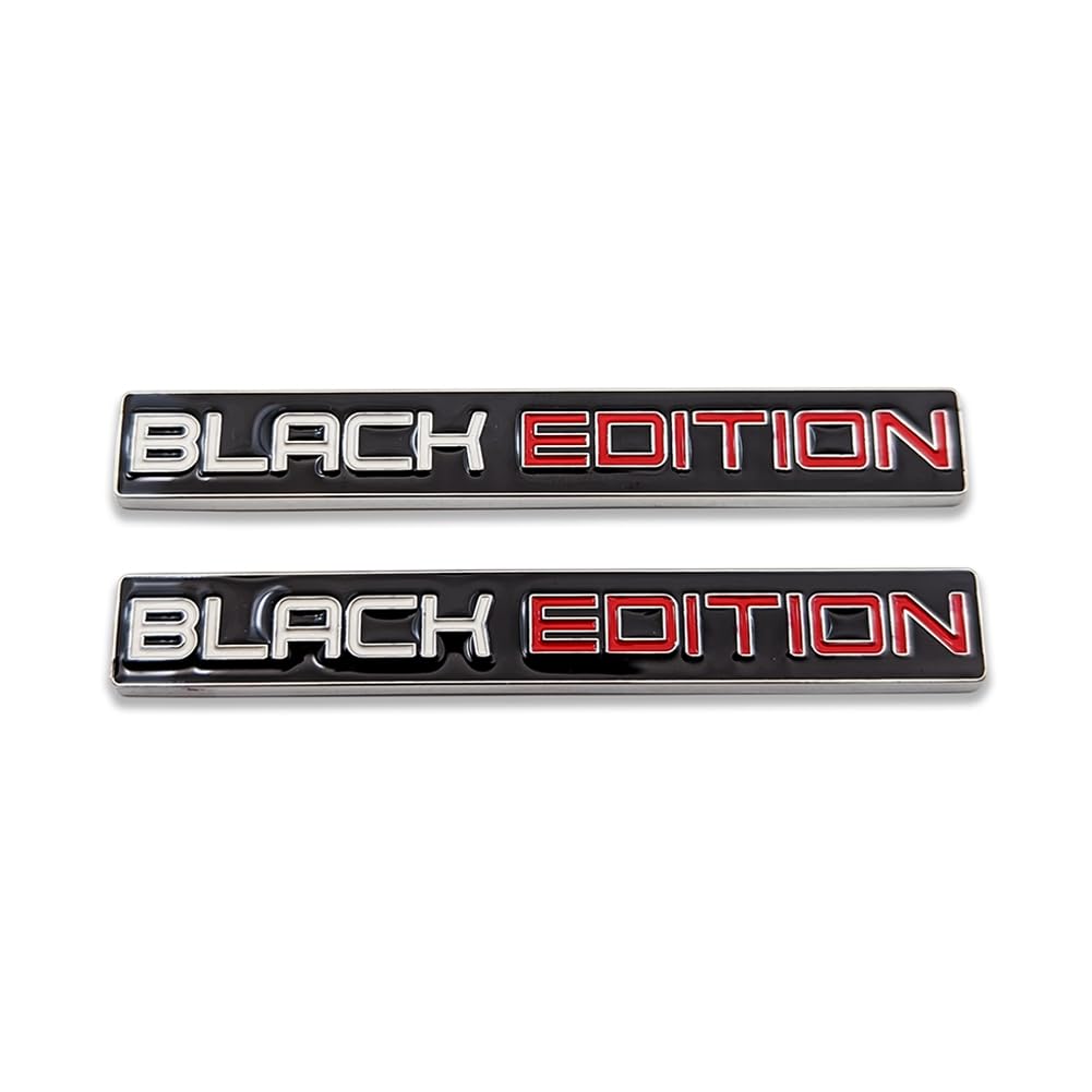 2X Chrome Metal Black Edition Logo Car Emblem Auto Badge 3D Premium Sticker Racing Sport Decal Replacement (Silver&White&Red)