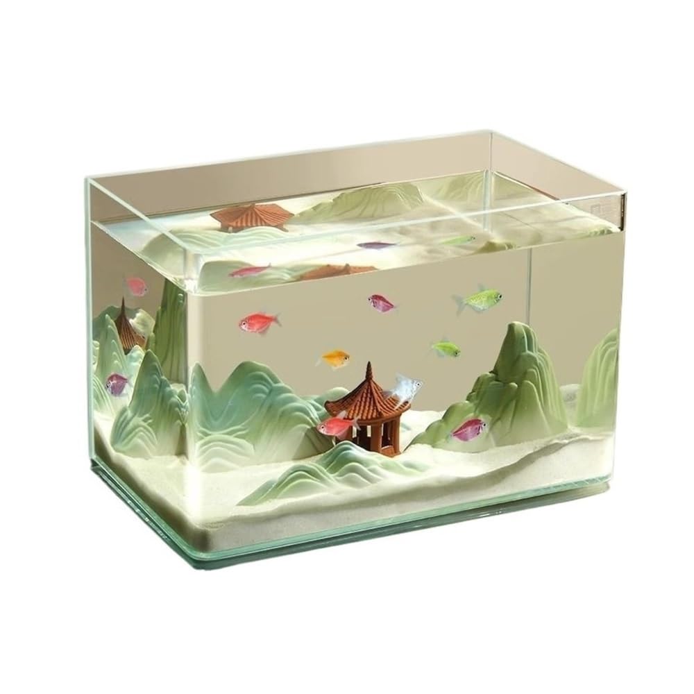 Aquarium Glasaquarium mit gebogenen Kanten, kleines transparentes Aquarium for Wohnzimmer und Schreibtisch, Zuchtbox(30cm)