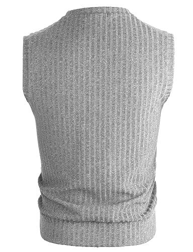 Ohoo Men's Cotton Blended Slim Fit Sweater Vest Knit V-Neck Sleeveless Pullover Sweater3