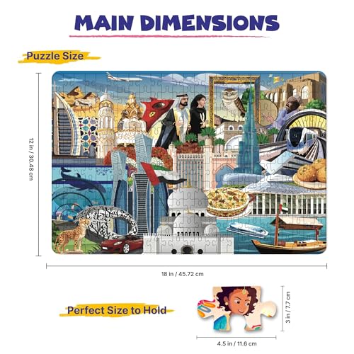 Image of 250 Pieces Dubai City Theme Jigsaw Puzzle - Fun Educational Cardboard Puzzle Game for Kids 7-10 Years and Adults, Perfect Learning Toy for Boys and Girls 7-14 Years