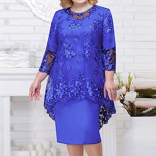 HGps8w 2 Piece Mother of The Bride Dress Suits with Embroidery Lace Cape Elegant Knee Lenght Formal Wedding Guest Dresses2