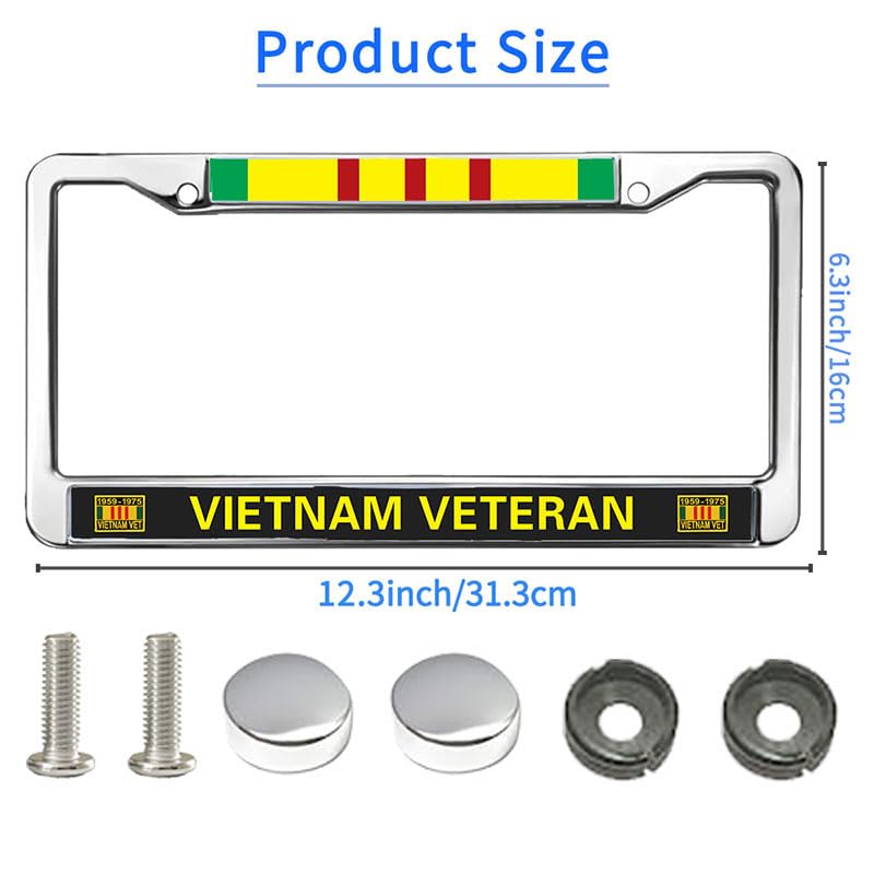 Image of Vietnam Veteran Flag License Plate Frame Custom Proud US Army Flag License Plate Frame for Veterans