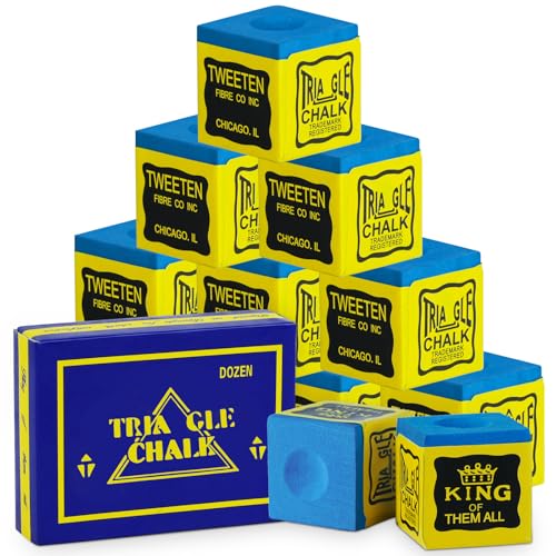 flintronic Tiza Billar, 12PCS Tizas para Tacos de Billar, Tiza de Taco de Billar Antideslizante,Tiza para Tacos De Billar para Torneos, Bares, Gimnasio, Hogar, Billar Deportivo(Azul)