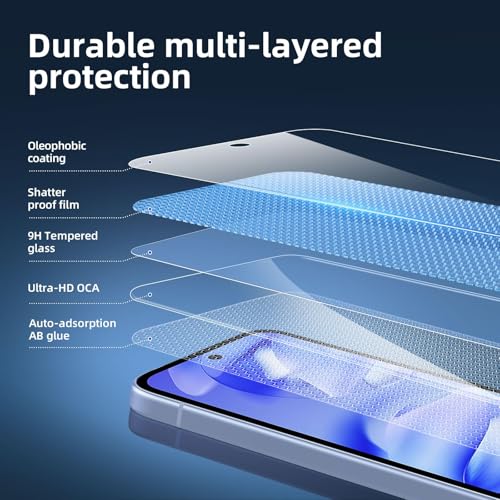 Image of NEW'C Pack of 3 Tempered Glass Screen Protector for Google Pixel 9a, Anti-Scratch, Anti-Fingerprint, Bubble Free, 9H Hardness, 0.33 mm, Ultra Transparent, Ultra Resistant