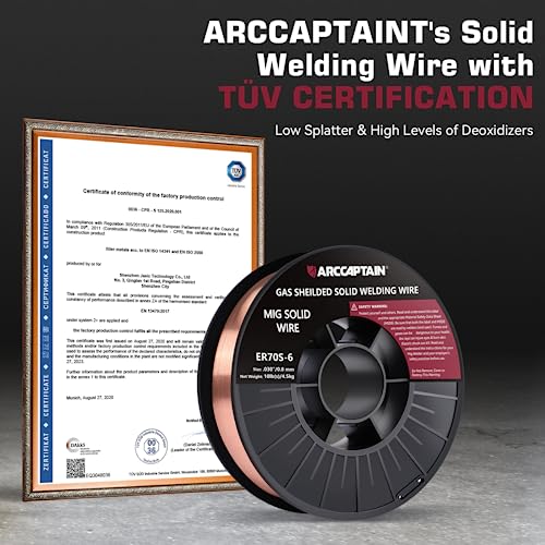 Image of ARCCAPTAIN Mig Welding Wire, 0.030 10Lb Mig Wire ER70S-6 10Lbs Gas Solid Carbon Steel Low Splatter Mig Welding Wire Compatible With Lincoln Miller Forney Harbor Welder 0.08 4.5KG, Pack of 2